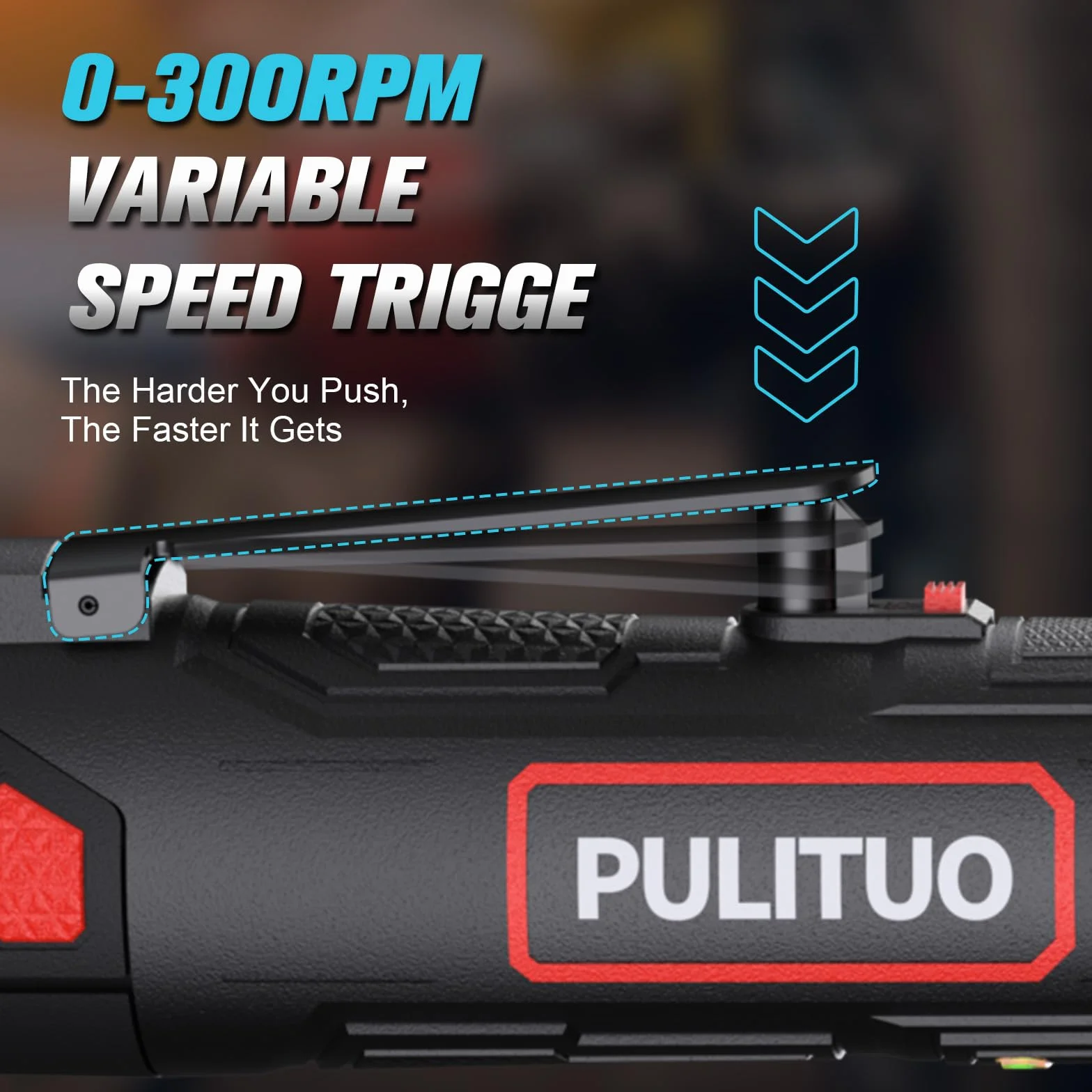 PULITUO 12V 3/8" Chiave a cricchetto elettrica a collo lungo, Chiave a Cricchetto a Batteria estesa Set da 40Ft-lbs con batterie 2x2.0Ah e carica rapida, velocità variabile da 300 RPM con 10 bussole