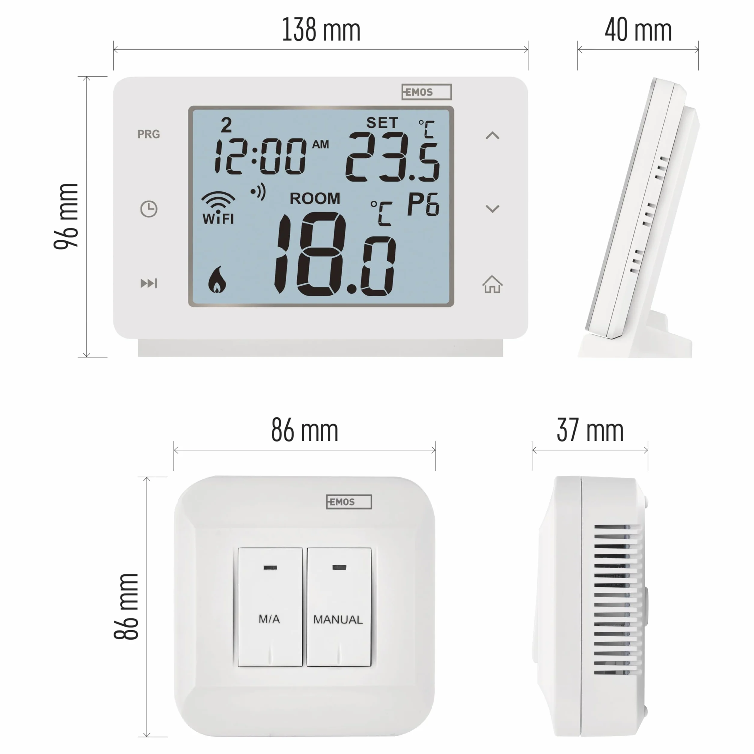 EMOS GoSmart - Termostato smart per la casa con app - WiFi - Termostato IP per riscaldamento/raffreddamento - a risparmio energetico - compatibile con Tuya, Google Assistant, Alexa - wireless - bianco
