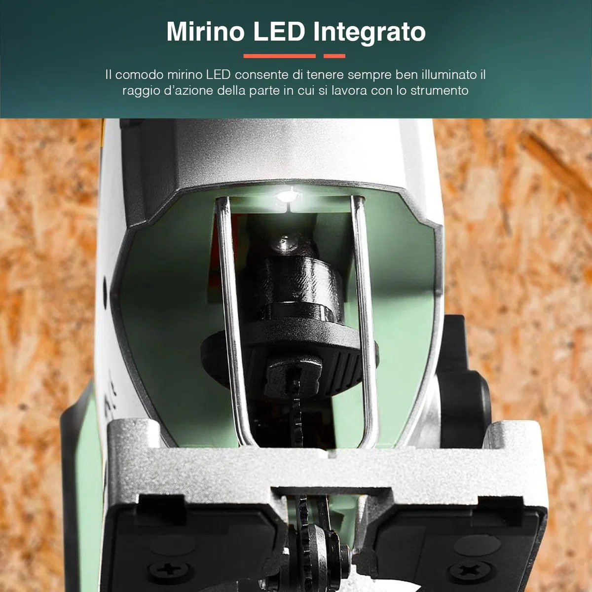 Seghetto Alternativo Pendolare 20V, con 2 Lame Incluse, Motore Bipolare, Telaio in Alluminio Ultraleggero, Angolo di Smusso 45°