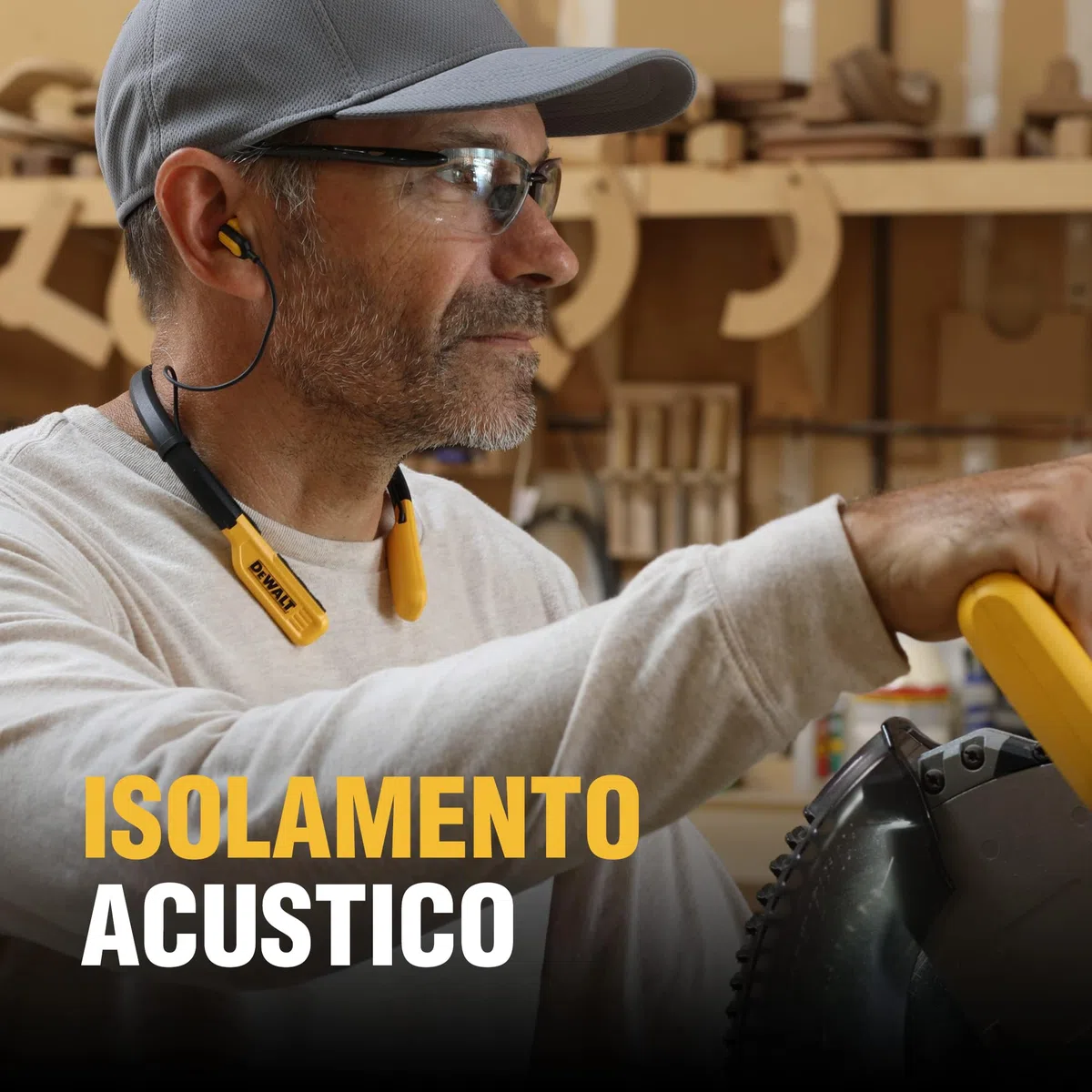 DEWALT Cuffie Bluetooth Heavy Duty con Nackenband, Auricolari Wireless da Collo con 30 Ore di Riproduzione, Isolamento Rumore, Magnetiche, Microfono Integrato, Ideali per Jobsite