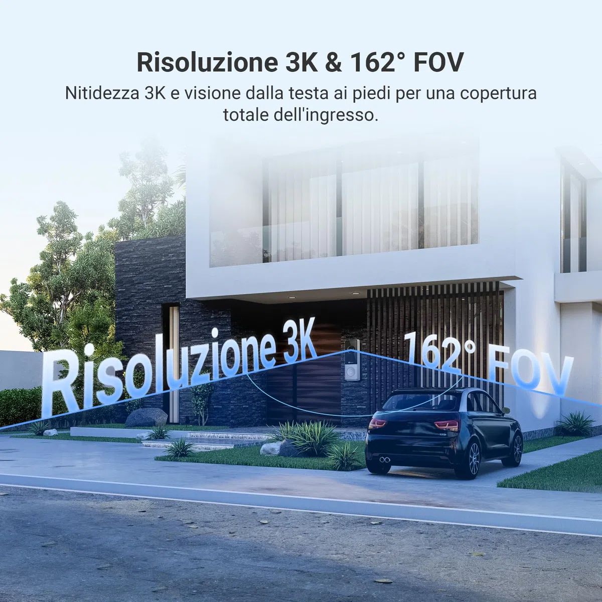 EZVIZ CP8 Kit Video Campanello Wi-Fi con Telecamera 3K a Batteria 9600 mAh, 100% Senza Fili, Rilevamento Persone IA, Audio Bidirezionale, Visione Notturna, Wi-Fi 6, Chime Incluso