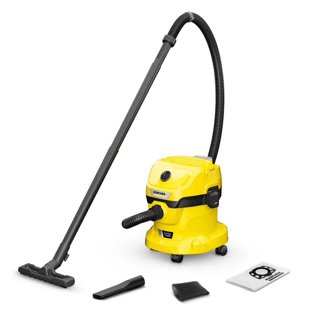 KÄRCHER aspiratore solidi liquidi a batteria WD 2-18 V-12/18, filtro, tubo di aspirazione: 1,8m, contenitore in plastica: 12 l, funz. soffiante, utilizzabile con batteria 18V non inclusa