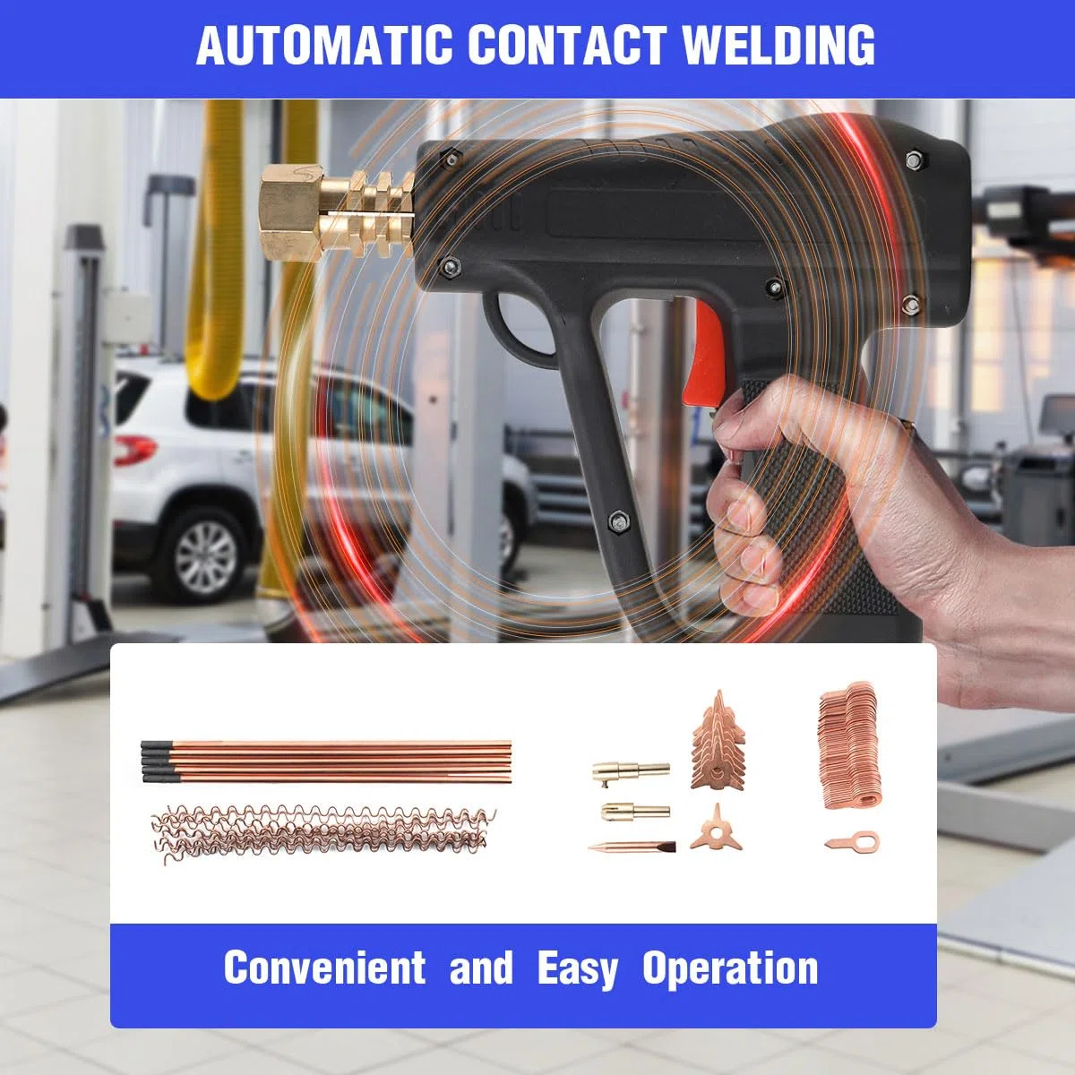 86 pezzi Accessori Dent Puller Kit Kit di Riparazione Auto Carrozzeria Spotter Saldatrice Kit Strumenti di Riparazione Elettrodi Punti di Saldatura Spotter Raddrizzamento Strumento