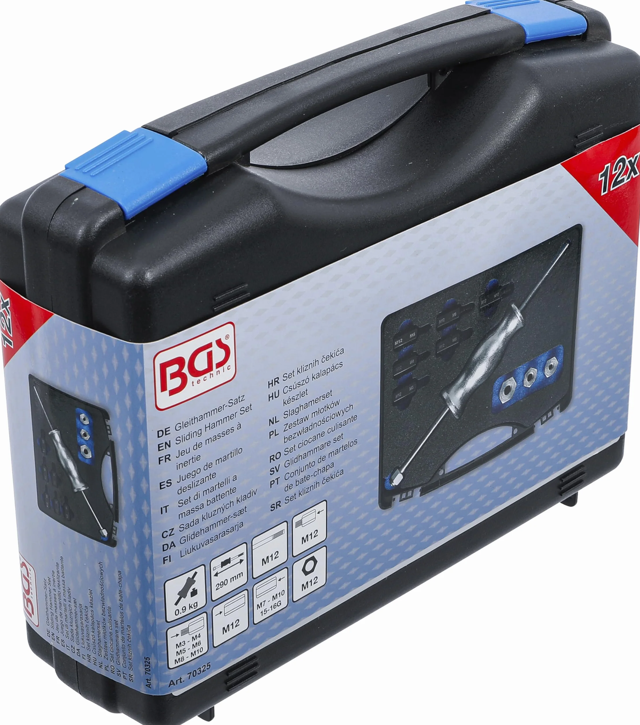 BGS 70325 | Set di martelli a massa battente | con adattatori per filettatura | 12 pz.