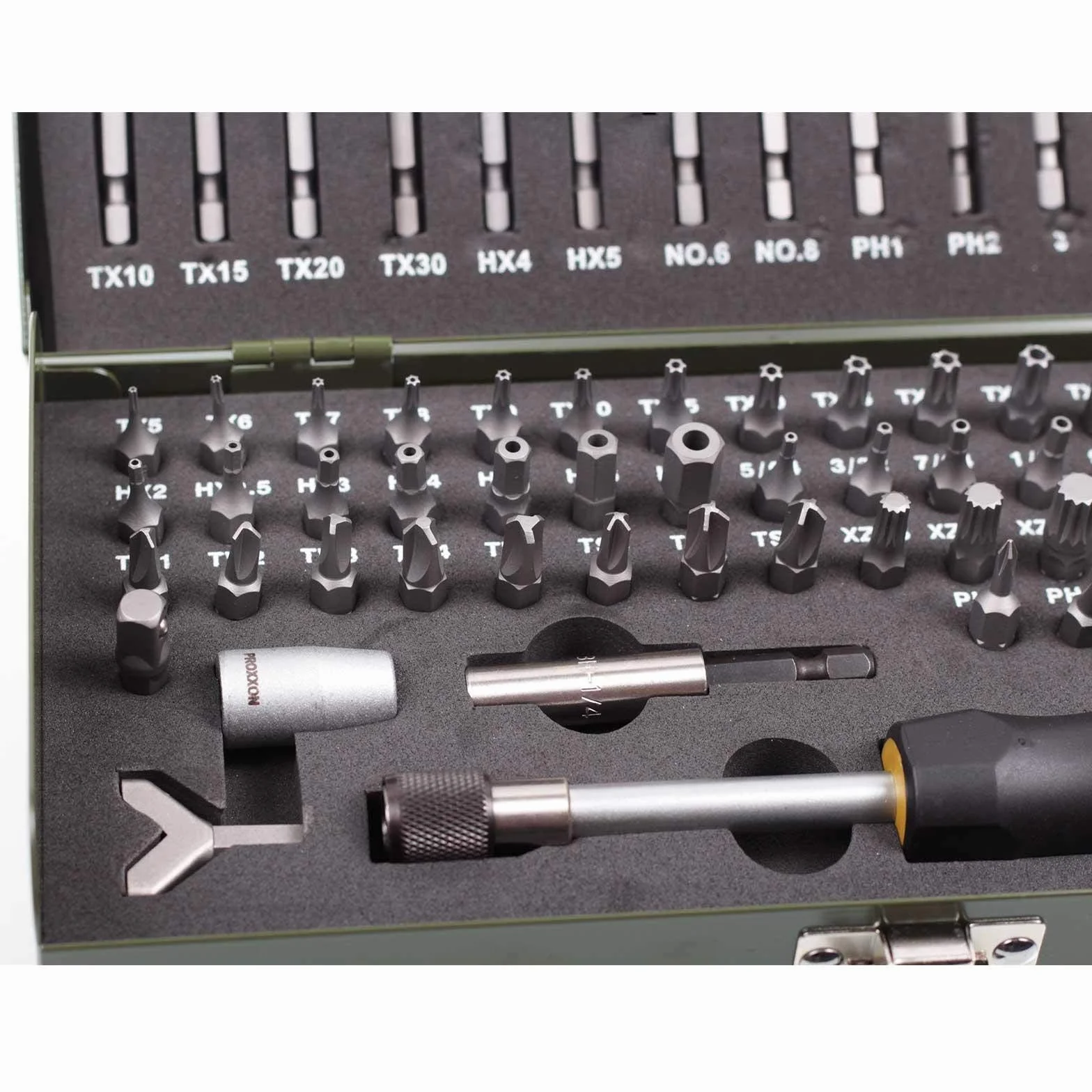 PROXXON 23107, Set di punte speciali e di sicurezza, 75 pezzi