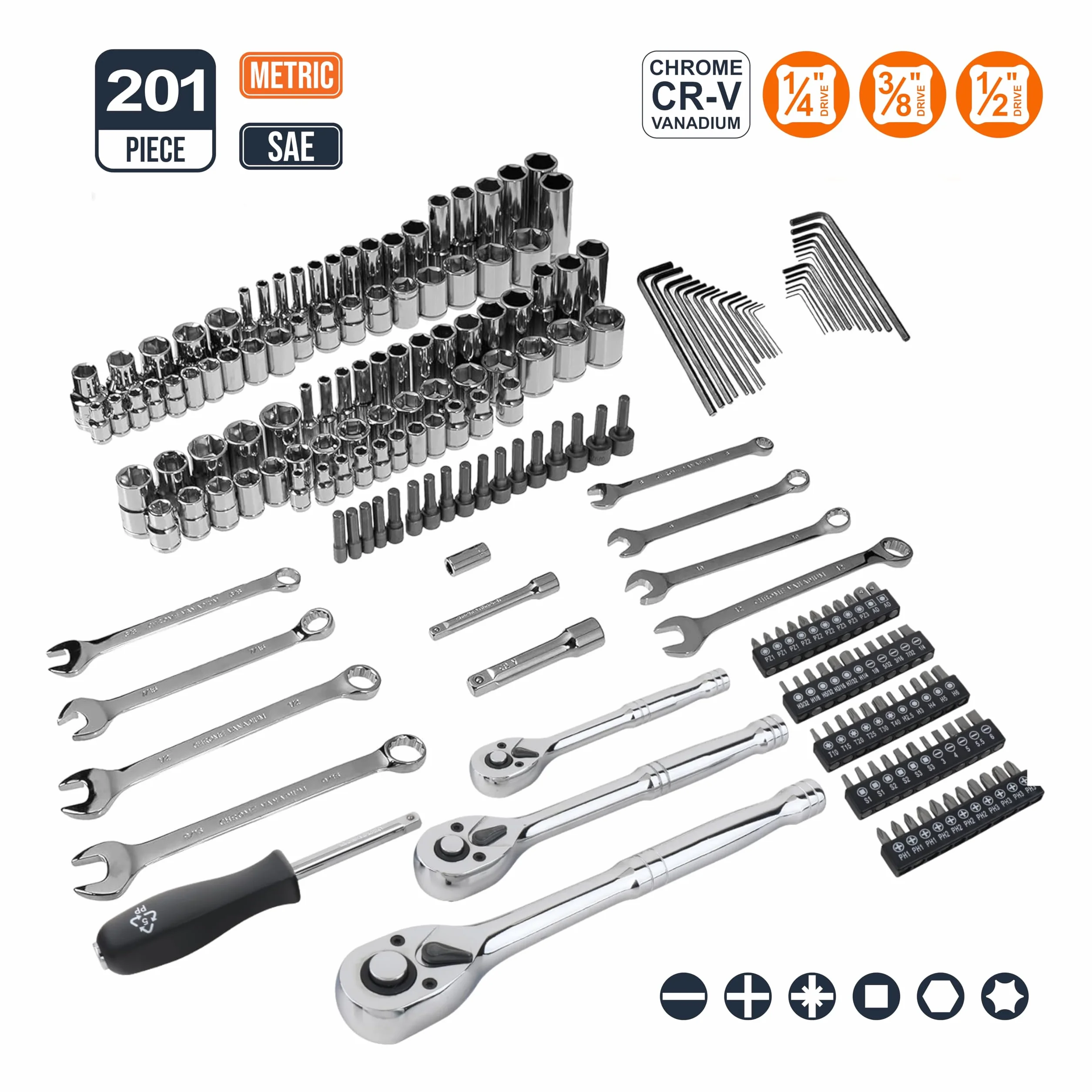 Amazon Basics Set di chiavi a bussola (201 pezzi)