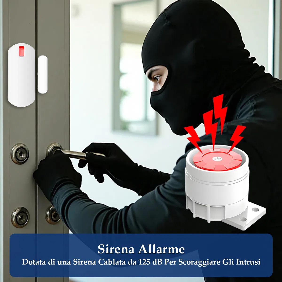 YISEELE Allarme Casa Senza Fili: Antifurto casa con connettività 5 GHz Wi-Fi e App salvavita anziani - Incluso Sirena 125DB - 6 Sensori Porta/Finestra - 2 Telecomandi - Hub - Compatibile Alex & Google