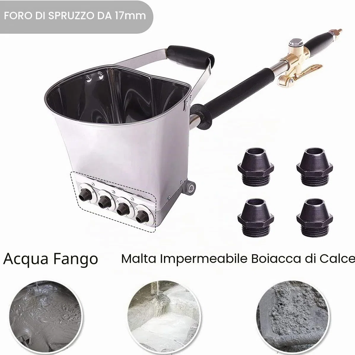 Pistola a Spruzzo Spruzzatore di Mortaio Professionale Sprayer Pistola Intonacatrice Pistola per Cemento con 8 Ugelli in Metallo