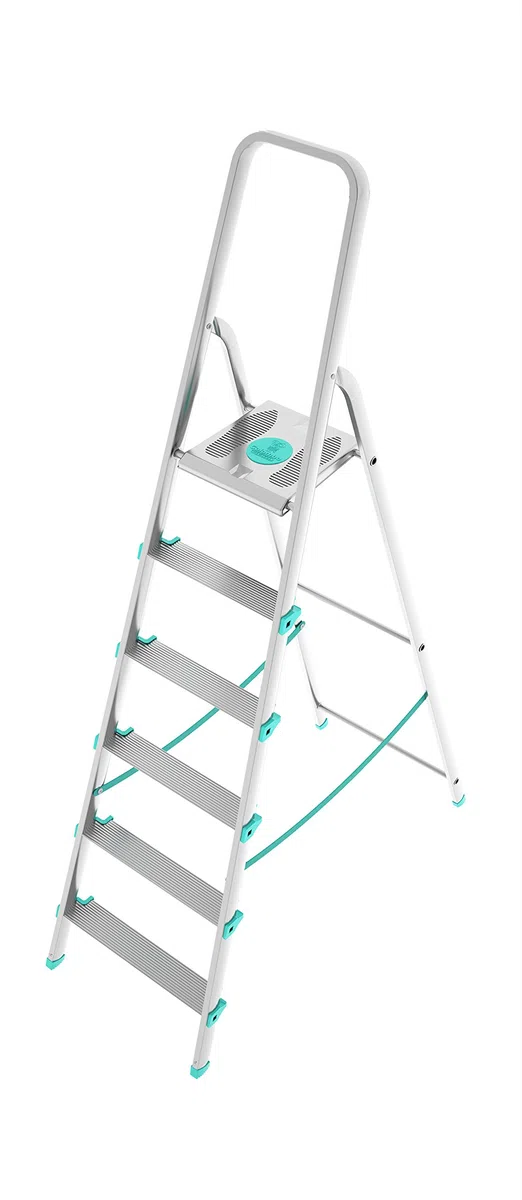 Colombo Scala Pieghevole in Alluminio Libellula 3/4/5/6/7/8 Gradini Senza Rivetti | Scala 6 Gradini, Robusta con Piattaforma Antiscivolo | Portata 150kg | Conforme EN131 TÜV-GS | Made in Italy