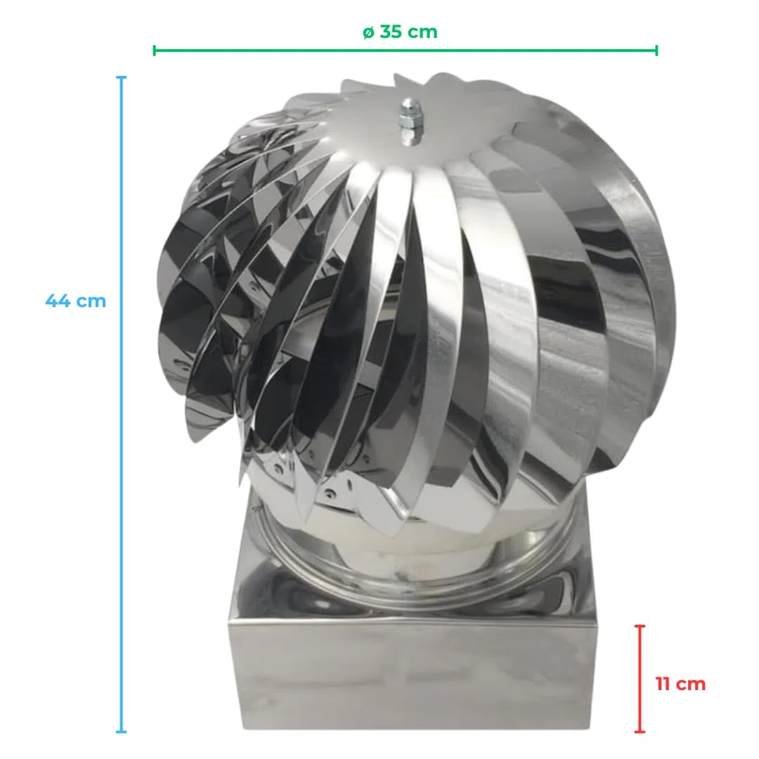 EINSIDE Comignolo girevole, Cappello eolico per camini in acciaio inox AISI 304, Base rettangolare 32 x 42 cm