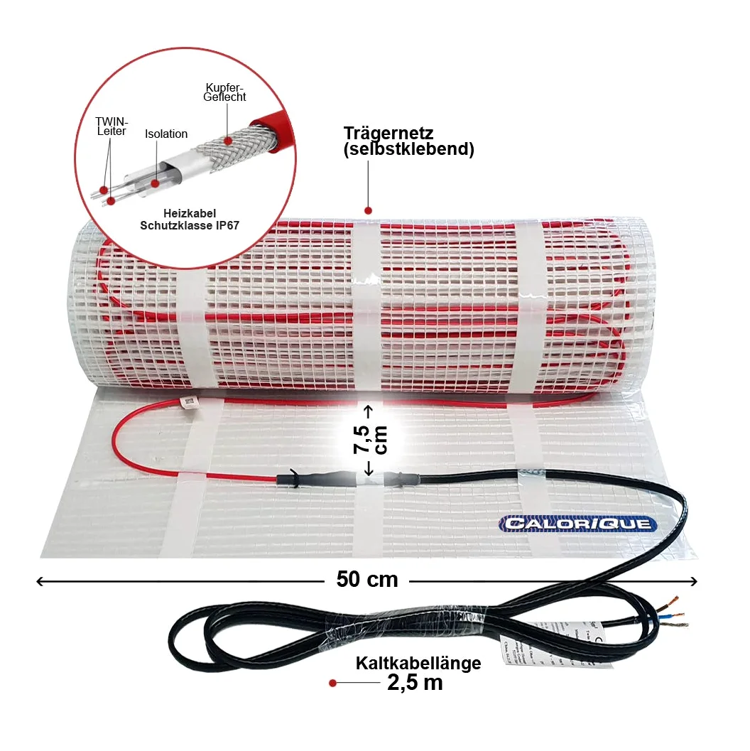 Tappetino per riscaldamento elettrico CALORIQUE - Dimensioni diverse 10,0 m² - Riscaldamento a pavimento elettrico efficiente 150 W/m² - Tecnologia TWIN - Fonti di energia rinnovabile [A+++]